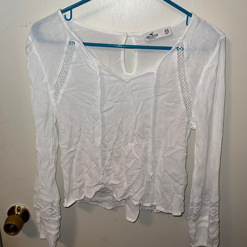 Hollister long sleeve white blouse